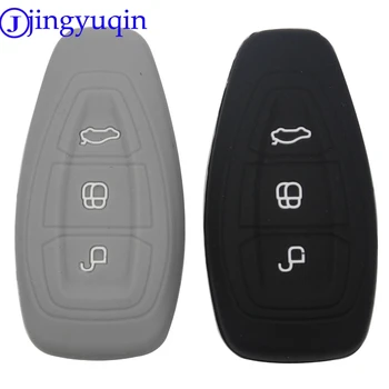 

jingyuqin NewRemote 3 Buttons Silicone Case Smart Car Key Case Cover For Ford Fiesta Focus Mondeo Ecosport Kuga Focus ST Holder