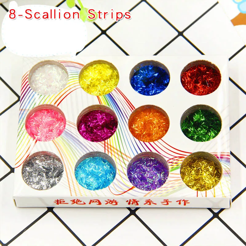 8-Scallion Strips Поставки слаймов аксессуары Блестящий Порошок блестки Lizun DIY игрушки дети материалы для дизайна ногтей Подвески для украшения слизи добавки - Цвет: 8-Scallion Strips