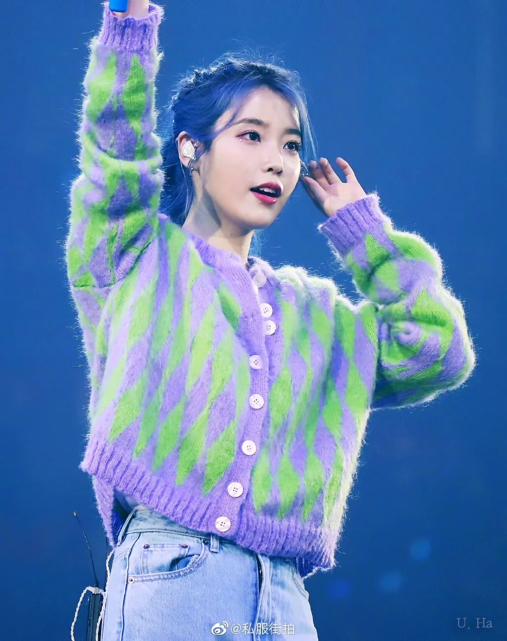 2020 Purple Green Rhombus Mohair Cardigan Sweater Women Knitted Sweater Korean Lazy Wind Sweater Women 2020 Purple Green Rhombus Mohair Cardigan Sweater Women Knitted Sweater Korean Lazy Wind Sweater Women