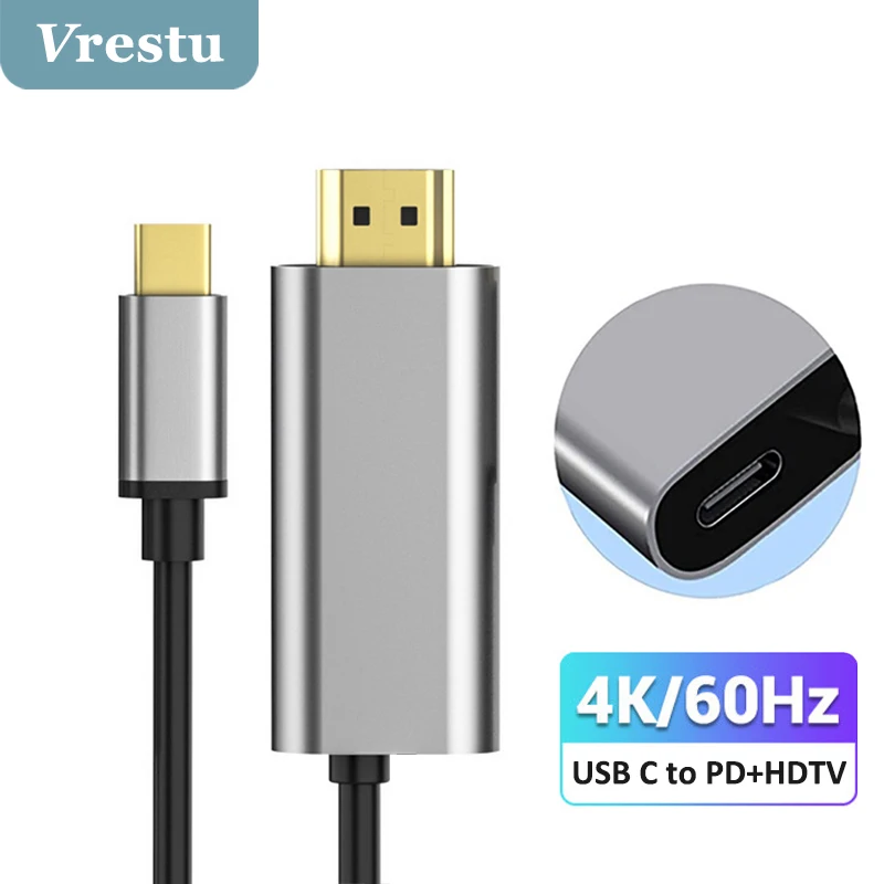 USB C Type-C to HDMI-compatible Cable 4K 60Hz for Thunderbolt 3 Adapter USB 3.1 HDTV Convertor for Samsung Huawei MacBook Xiaomi - ANKUX Tech Co., Ltd