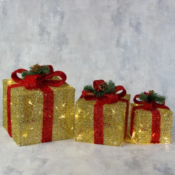 

The figure of the fabrics. "Gold gifts with a red ribbon" 15x20x25 cm, 60 LED, 220 V, T / WHITE