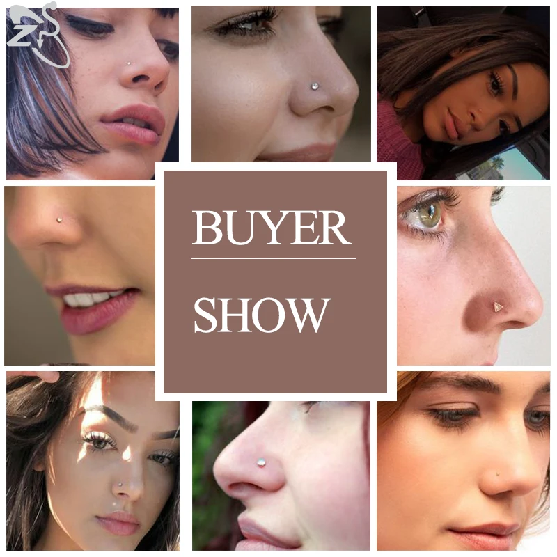 Piercing Jewelry Nose Studs Body Piercing Jewelry Body Jewelry ZS 3-9pcs/lot Stainless Steel Nose Stud Set for Women Moon Heart Star Nose Piercings Black Color L Shape Nostril Piercing Jewely