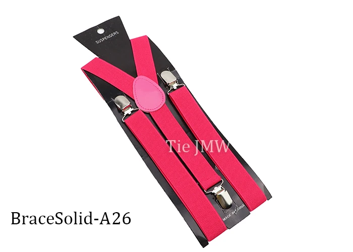 Solid Color Elastic Leather Suspenders Braces Men Women Black Blue Red Adjustable Straps For Wedding Suit Skirt Accessories Gift