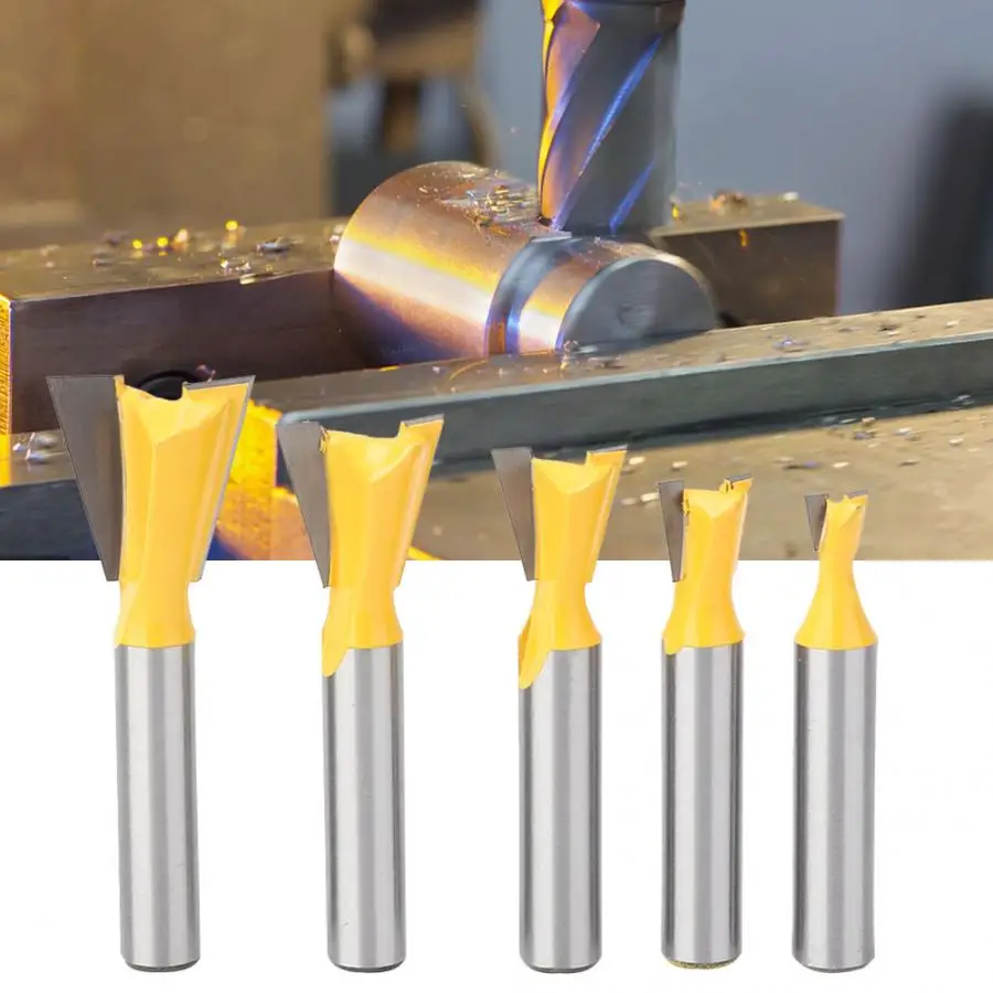 5 Pcs Woodworking Dovetail Router Bit End Milling Cutter for Wood Process Machine Tools | Инструменты