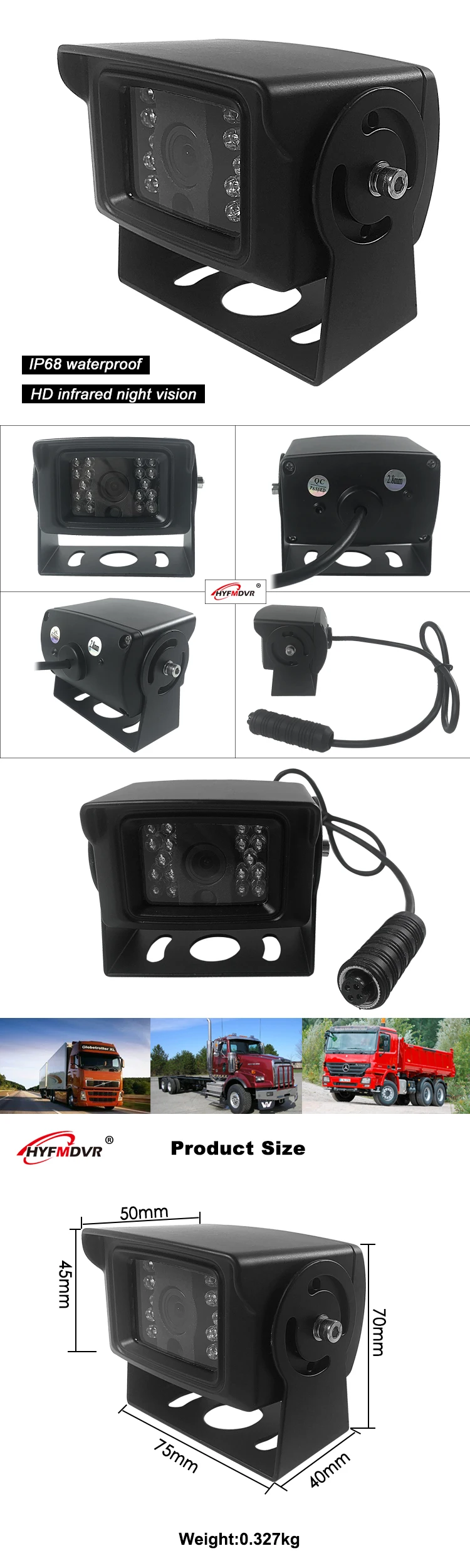 HYFMDVR камера грузовик-моторный дом-Парковка автомобиля-резервного копирования заднего вида ночного видения водонепроницаемый