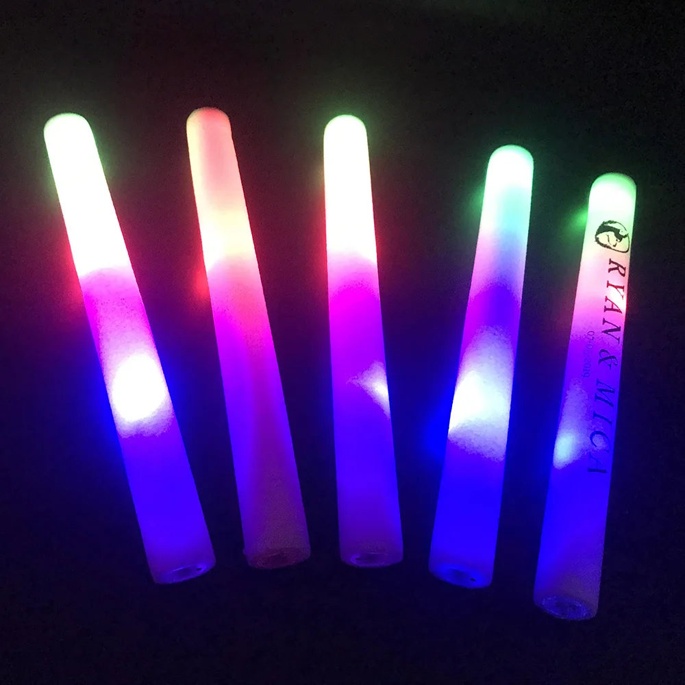 12 PCS Light-Up Foam Sticks LED Rally Rave Cheer Tube Batons Glow Wands DJ Party 