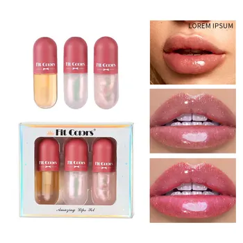 

Lip Plumper Set 3 Colors Mini Capsule Magic Moisturizing Long Lasting Shimmer Color Changing Lip Gloss Set