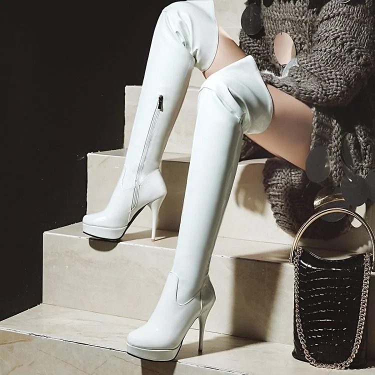 Women Pole Dance Shoes Woman Dancing Boots Sexy Nightclub Super High Heel Pointed Leather Elastic Knee Boots Copper Tube Dance