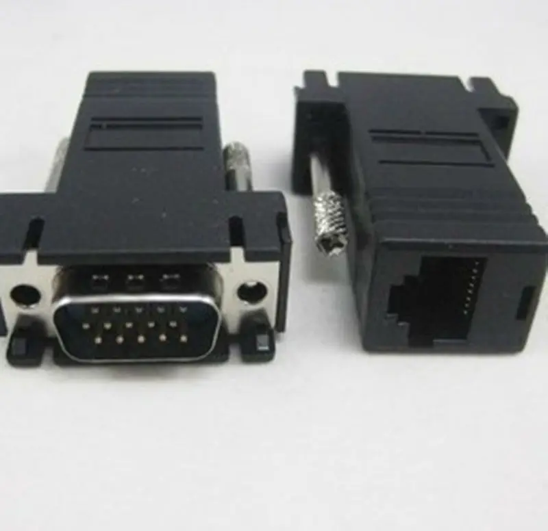 VGA RGB 15 контактный Удлинитель с наружной резьбой для локальной сети Cat5 Cat5e RJ45 Ethernet
