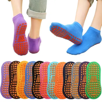 5 paires de chaussettes de Trampoline pour adultes et enfants, chaussettes de Sport à domicile en coton antidérapantes, chaussettes de sol respirantes, chaussettes de Yoga, Massage des pieds 1