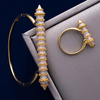 

Zlxgirl jewelry Copper bangle with ring jewelry sets high pave Zircon Bridal jewelry Love Bangles&ring free bags