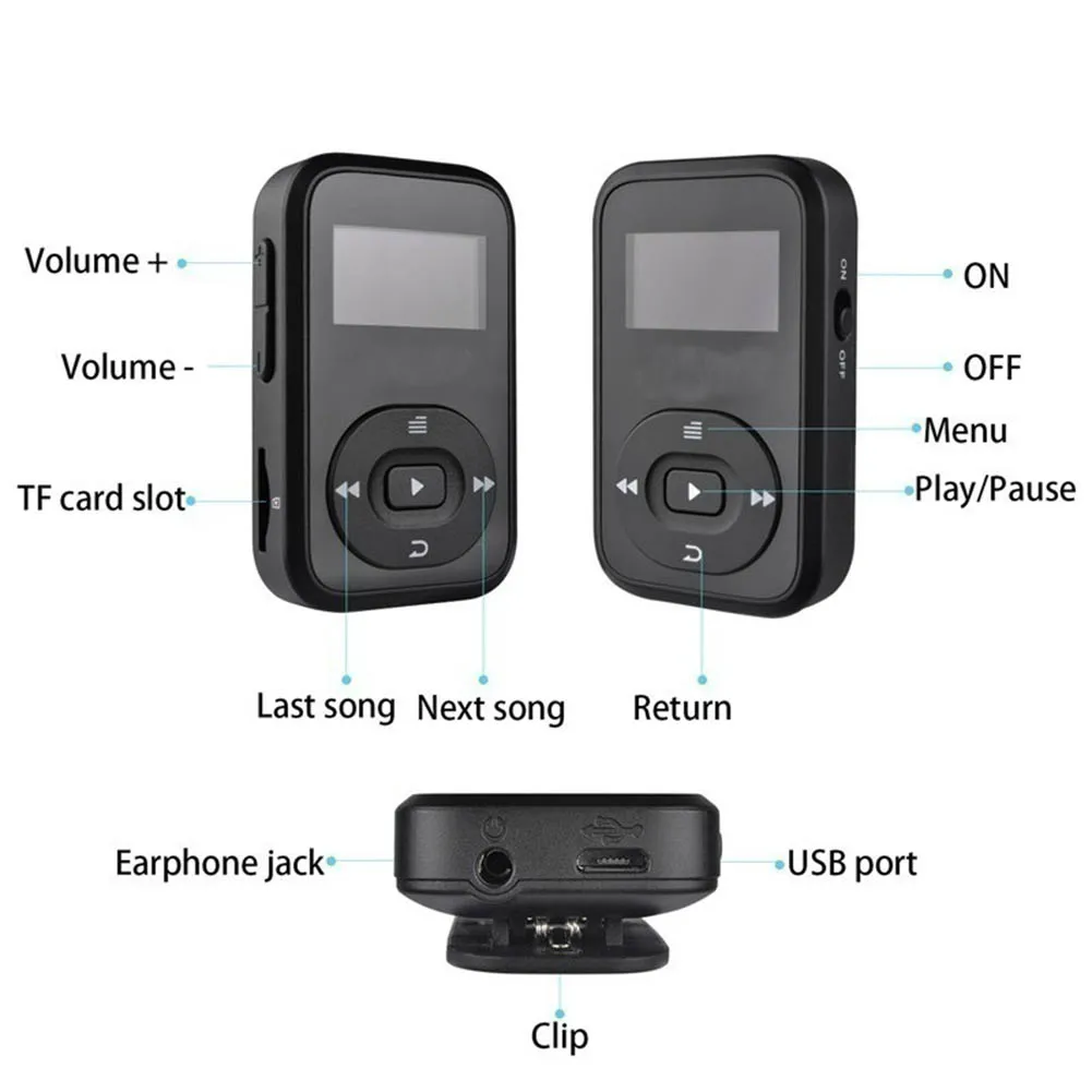 Мини Bluetooth MP3-плеер 8 Гб MP3 легкий музыкальный плеер и рекордер fm-радио и гарнитура беспроводной Bluetooth спортивный Mp3