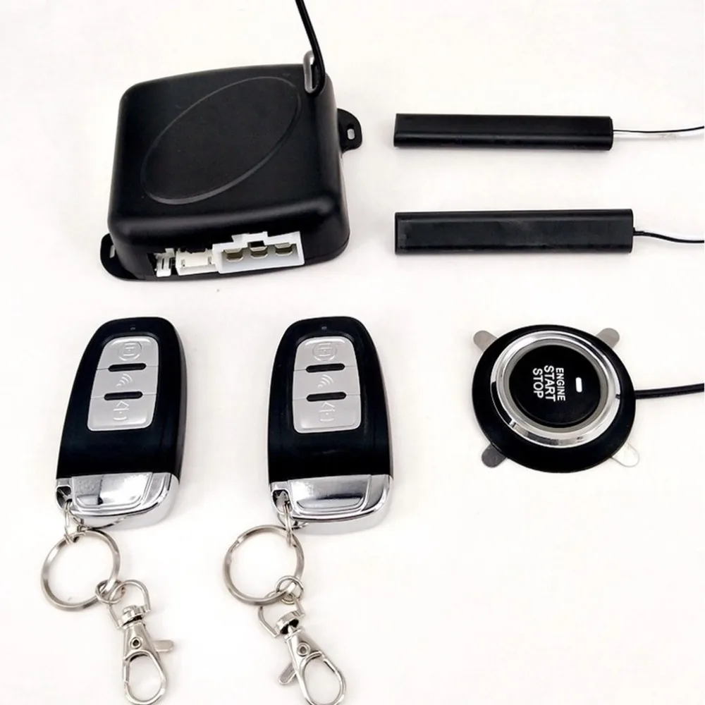 Пассивный Автозапуск Системы PKE стартер двигателя кнопочный автомобили включение/выключение с одной кнопкой стоп комплект безопасный замок с 2 смарт-ключ