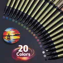 

10/20PCS/Lot Metallic Markers Paints Pens Art Permanent Writing Markers for Paper Stone Glass Wall Fabric Scrapbooking Metal