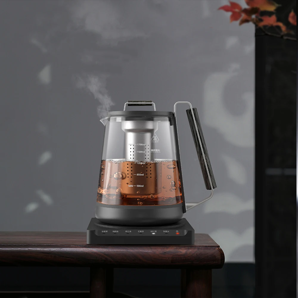 

1.7L Titanium Electric Kettle Coffee Tea Maker Black Pu 'er Glass Tea Maker Automatic Steam Spray Teapot Kettles Health Pot