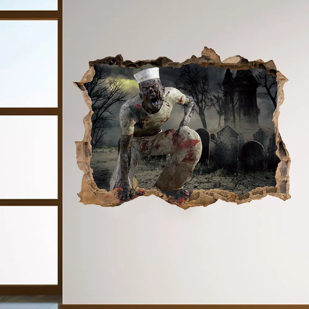 

Halloween Zombie Creative Wall Sticker Personalized Decorative Horror Wall Sticker Mural Decor Decal Removable Home Decoration