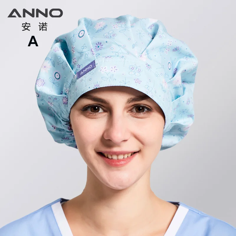 A-DieLianHua-Cap ANNO хлопковая одноразовая хирургическая шапочка s мультяшная шапочка для больницы Женская медицинская шапка белые головные уборы для медсестер медицинская маска для лица - Цвет: A-DieLianHua-Cap