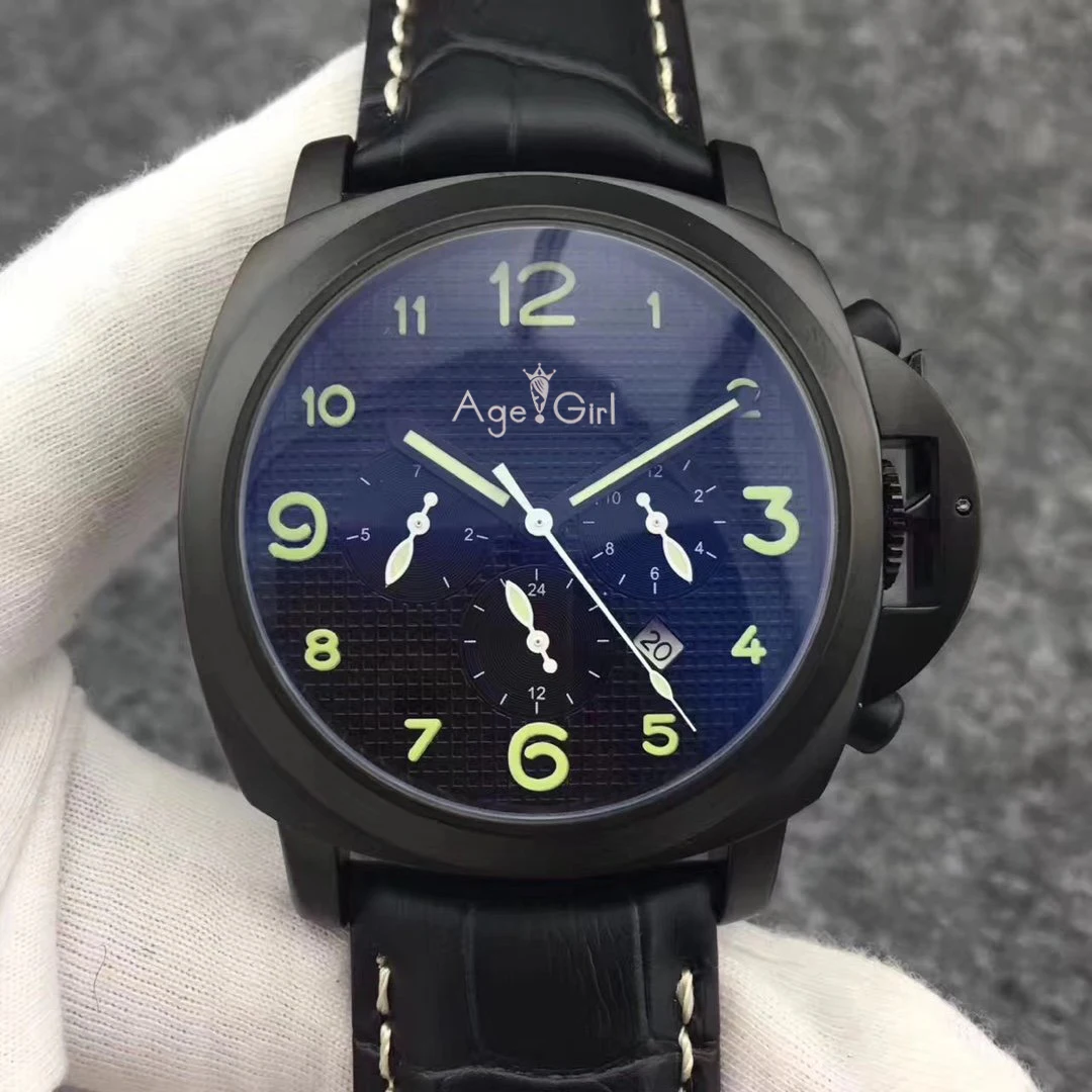 

44mm Luxury Brand New Men Automatic Mechanical Sapphire Stainless Steel Black Brown Leather 1950 Day Date Luminous Number Watch