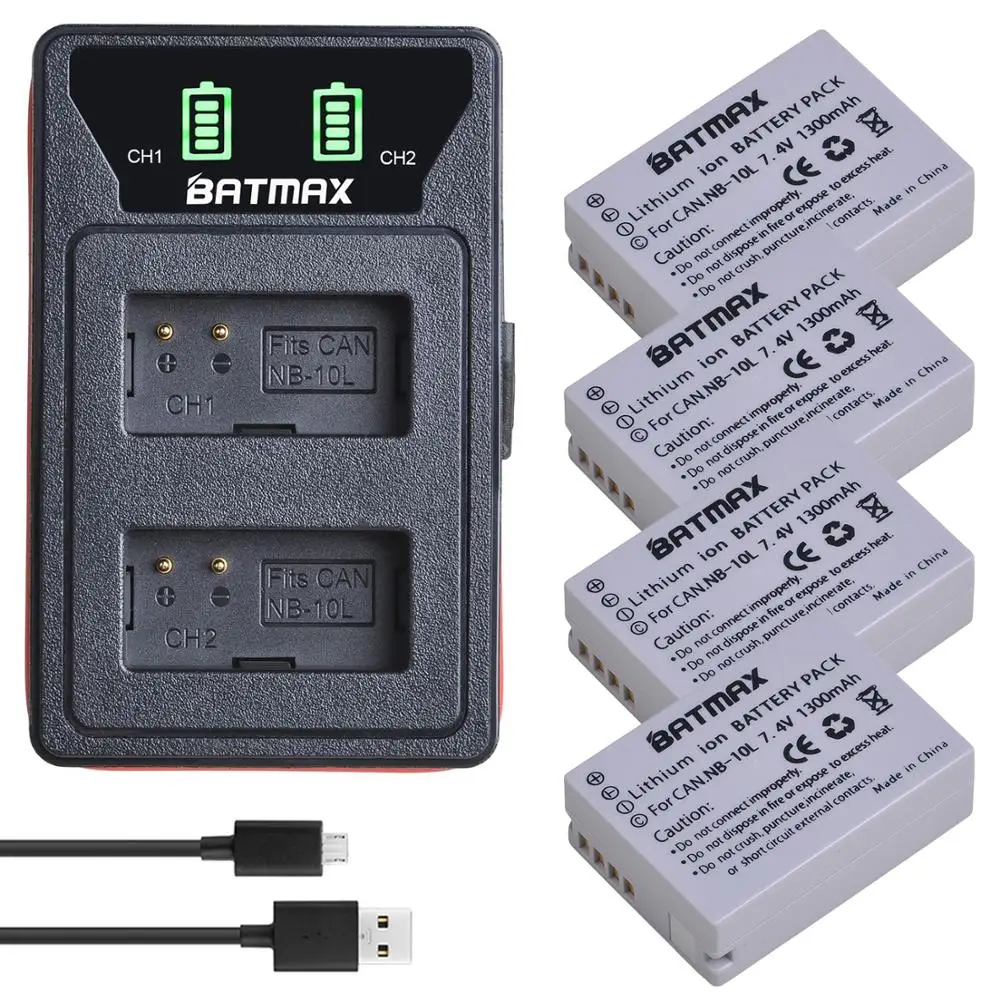 Аккумулятор Batmax NB-10L NB10L + двойное зарядное устройство светодиодный Тором с портом