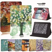 

For Amazon Kindle 8th 10th Paperwhite 1/2/3/4 Printed Leather Reader Stand Folio Cover-Ultra-thin Painting tablet Stand Case