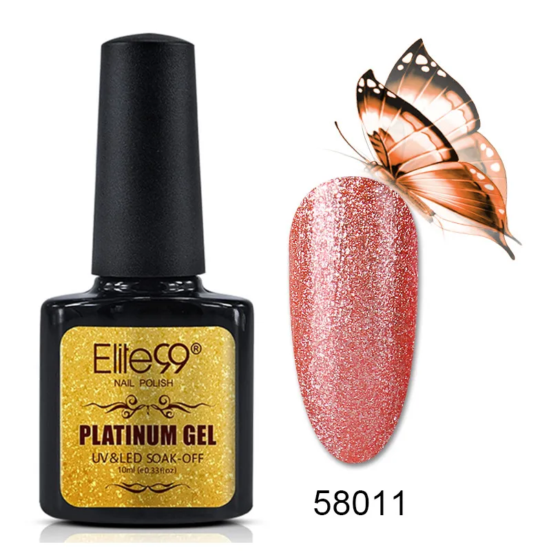 Elite99 10 мл Блестящий Гель-лак для ногтей замочить от платины Nails Art Gellak UV цвета верхнее Базовое покрытие праймер Полупостоянный УФ-лак - Цвет: 58011