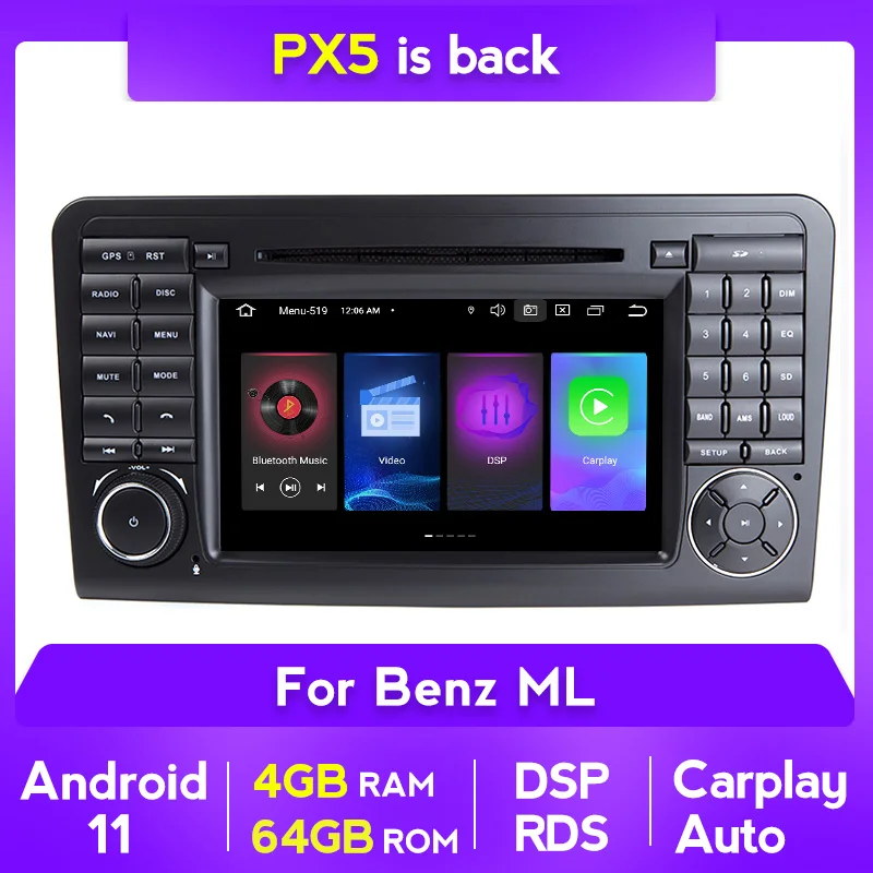 Автомагнитола PX5 для Mercedes ML W164 X164 ML350 ML300 GL500 ML320 ML280 GL350 стерео DVD навигация GPS WIFI BT 2 Din