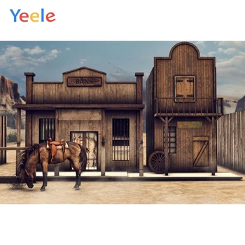 

Wild West Western Cowboy Style Wooden House Horse Scene Photography Backgrounds Custom Photographic Backdrops For Photo Studio