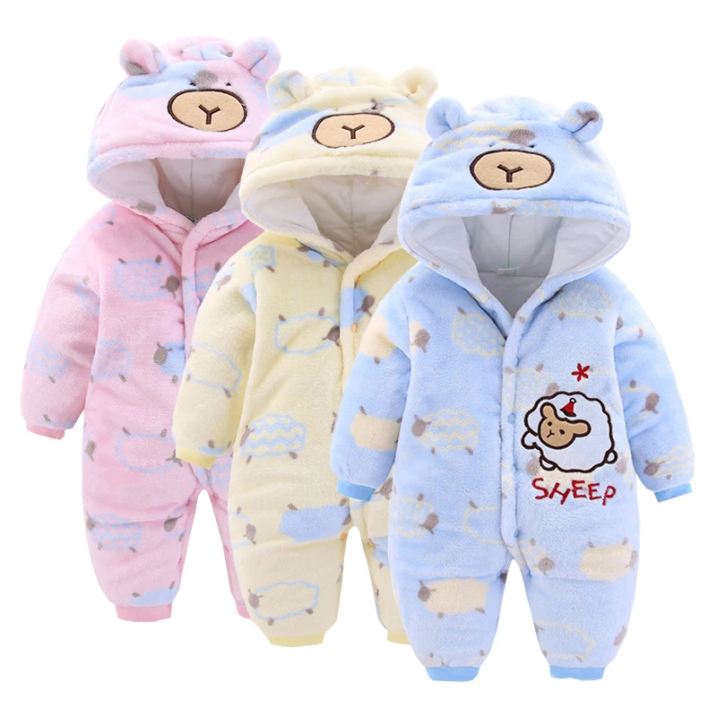 

2019 Baby Girl Romper Autumn Cartoon Warm Fleece Overall for Boy Fashion Baby Clothes Newborn Child Unisex Newborn Costume