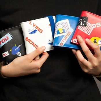 

TANTO store YIZI fashion original KOMESHOP little monster series original leather printing folding small wallet