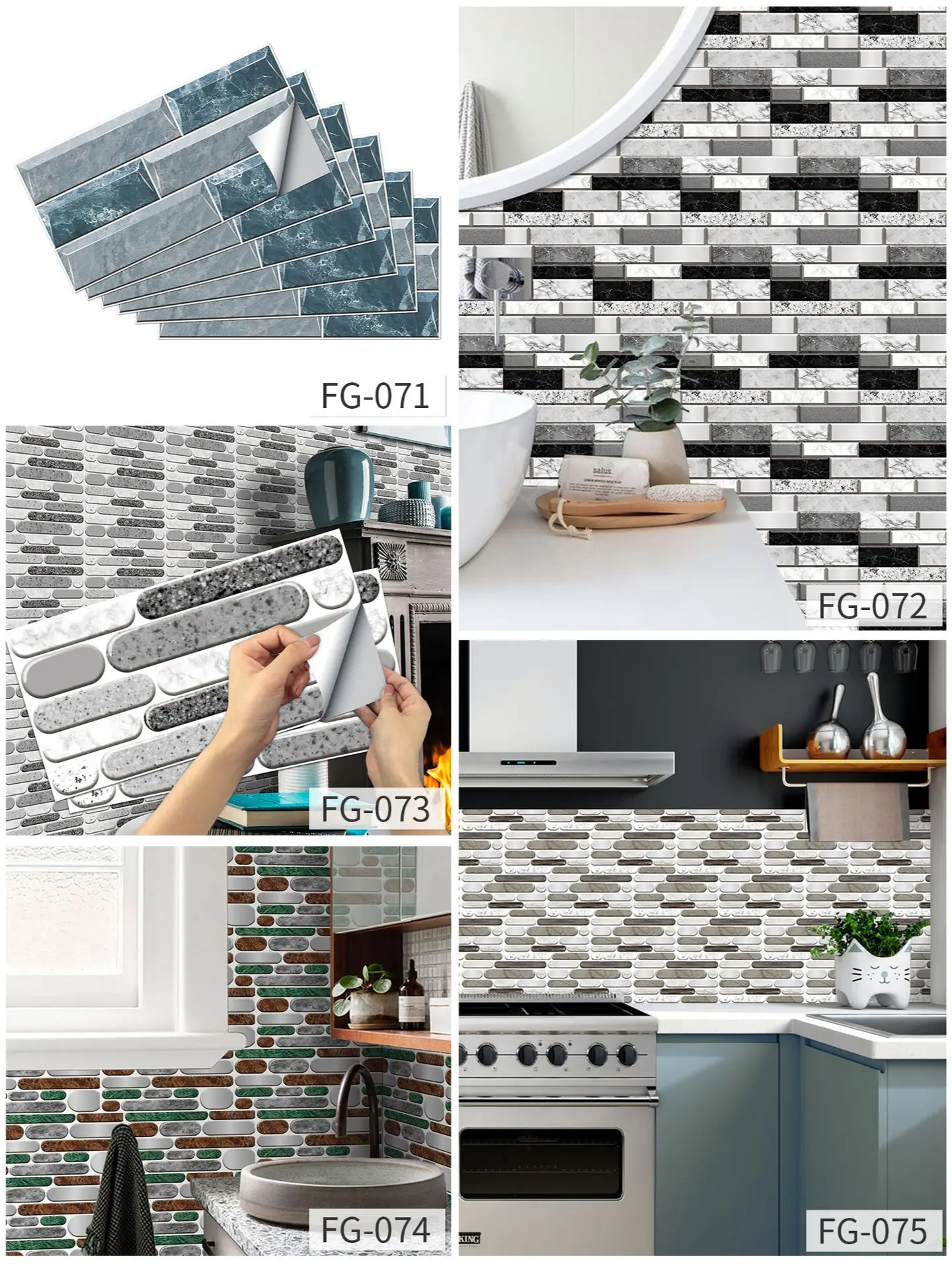 Mosaic Self Adhesive Tile Backsplash Wall Sticker Bathroom Kitchen Home decor 