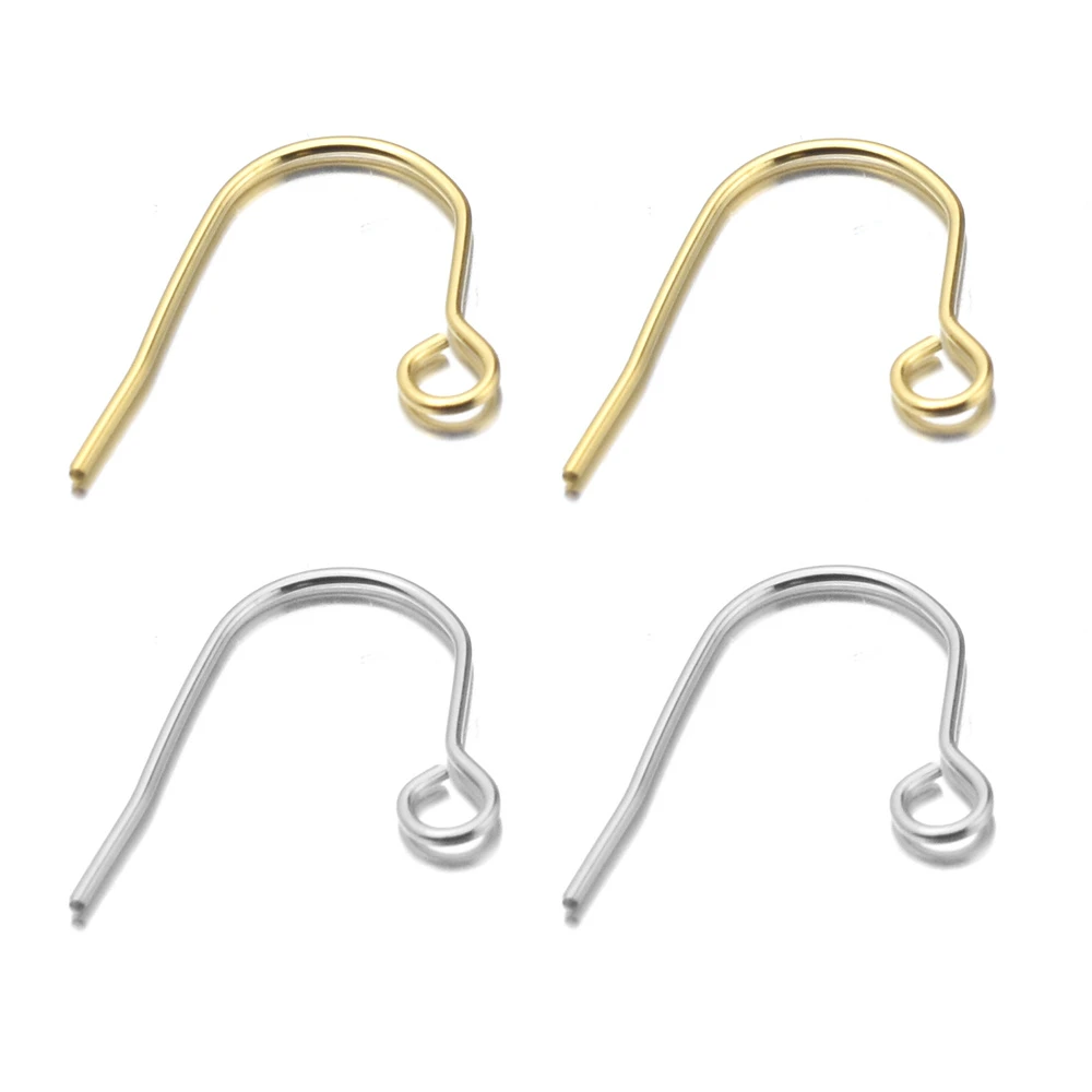 metal earring components Aiovlo 100pcs/lot Stainless Steel Gold/Silver Color Earring Hooks French Ear Wires for DIY Earrings Jewelry Making Findings wholesale earring components