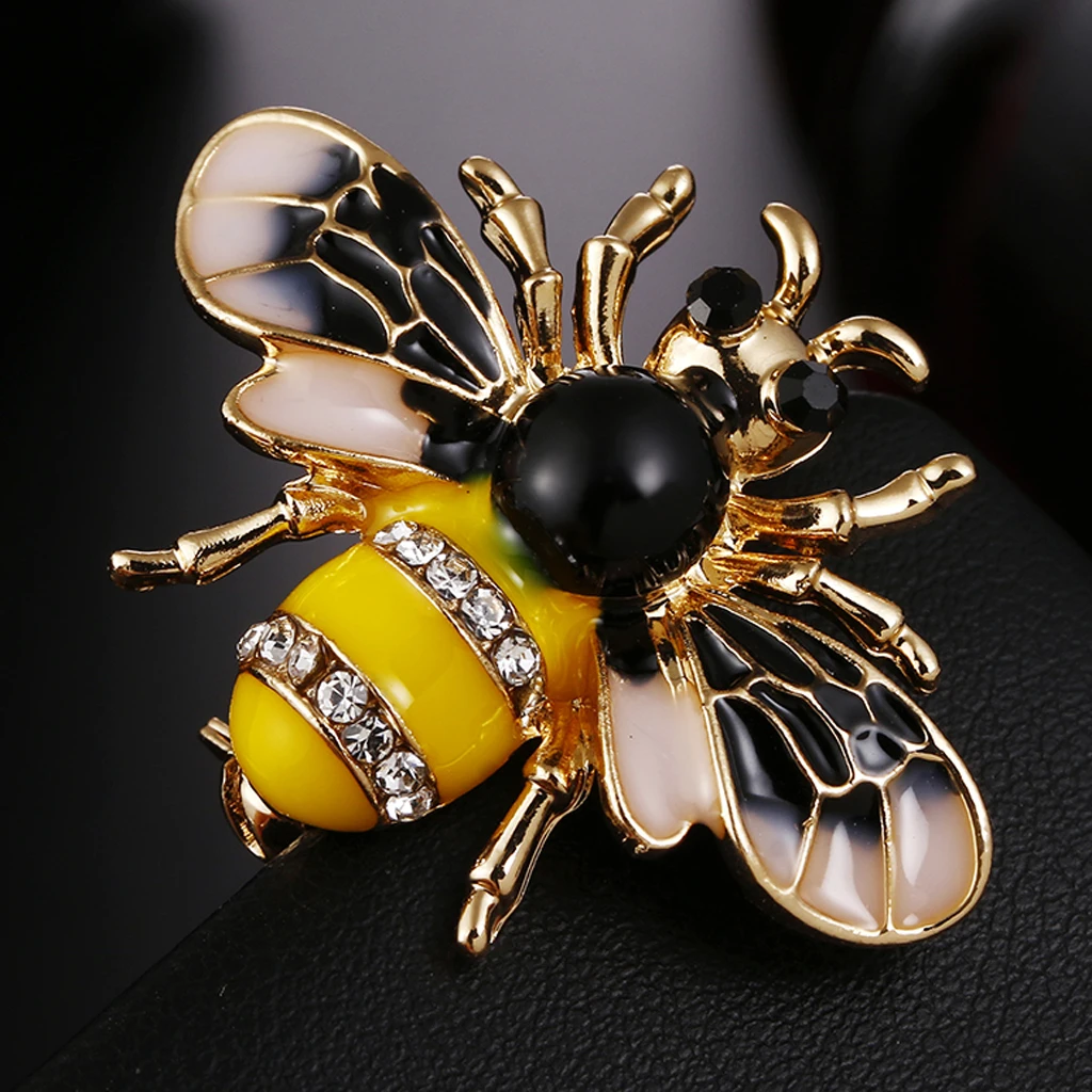 Women Ladies Vintage Chic Enamel Rhinestone Bumble Bee Brooch Pin Costume Badge Jewellery Gift