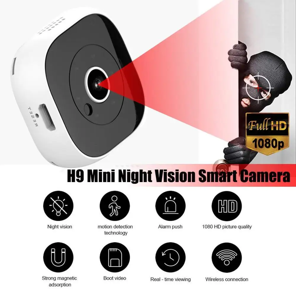 Новинка 2019 HD 1080P H9 Мини WIFI камера беспроводная приложение для смартфона