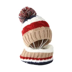 Winter New Warm and Fashionable Children's Hats Plus Velvet Warm Knit Hats for Boys and Girls Year-old Baby Children's Ear Prote