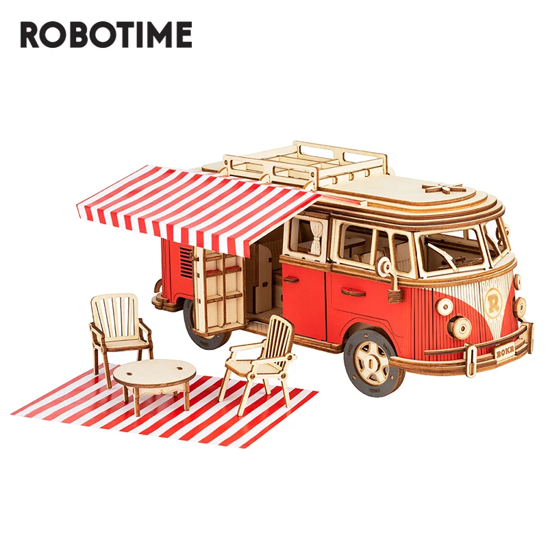 Robotime ROKR Camper Van Block деревянная головоломка модель автомобиля игрушки для детей