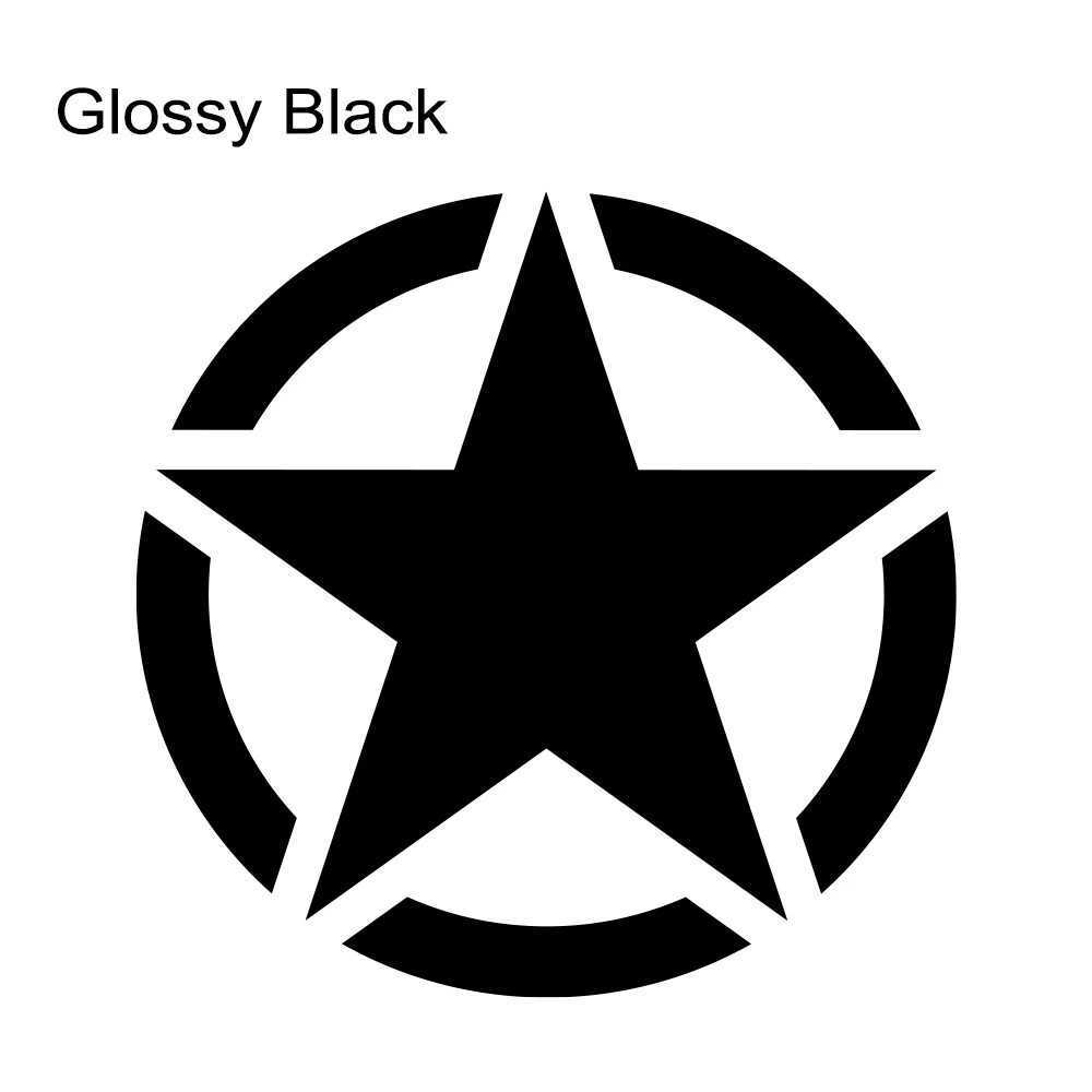 Военная армейская звезда наклейка на капот автомобиля для Jeep Renegade Wrangler JK CJ TJ YJ Патриот Grand Cherokee компасы коммандер аксессуары - Название цвета: Glossy Black