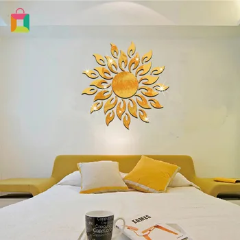 

Sun DIY Silver Modern Mirror Wall Sticker Decal Home Decorations Cozy