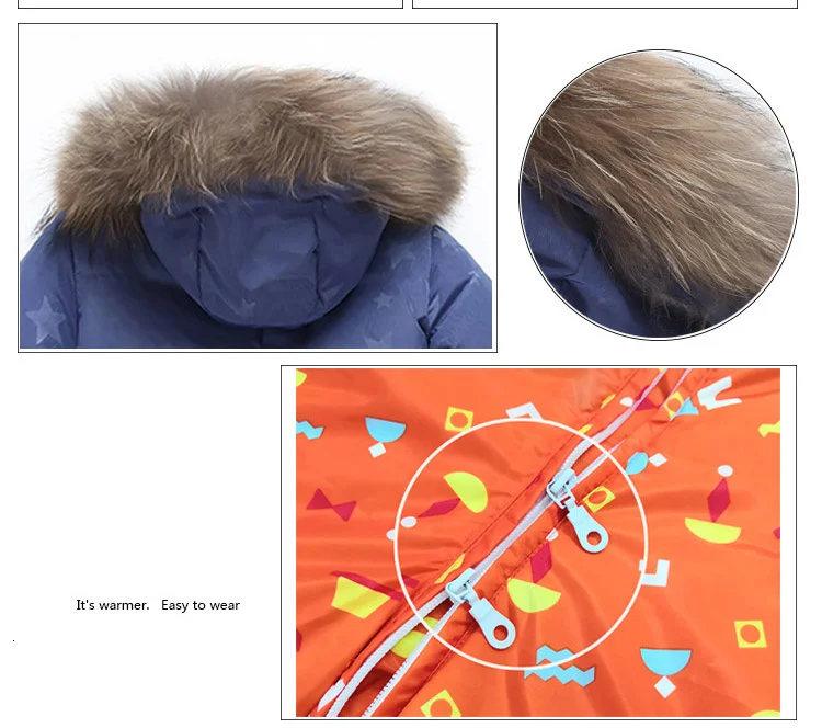 Новинка, зимний комбинезон для малышей на температуру до-30 градусов зимняя теплая одежда флисовый комбинезон, куртка-пуховик на 90% утином пуху, пальто для девочек, одежда для мальчиков