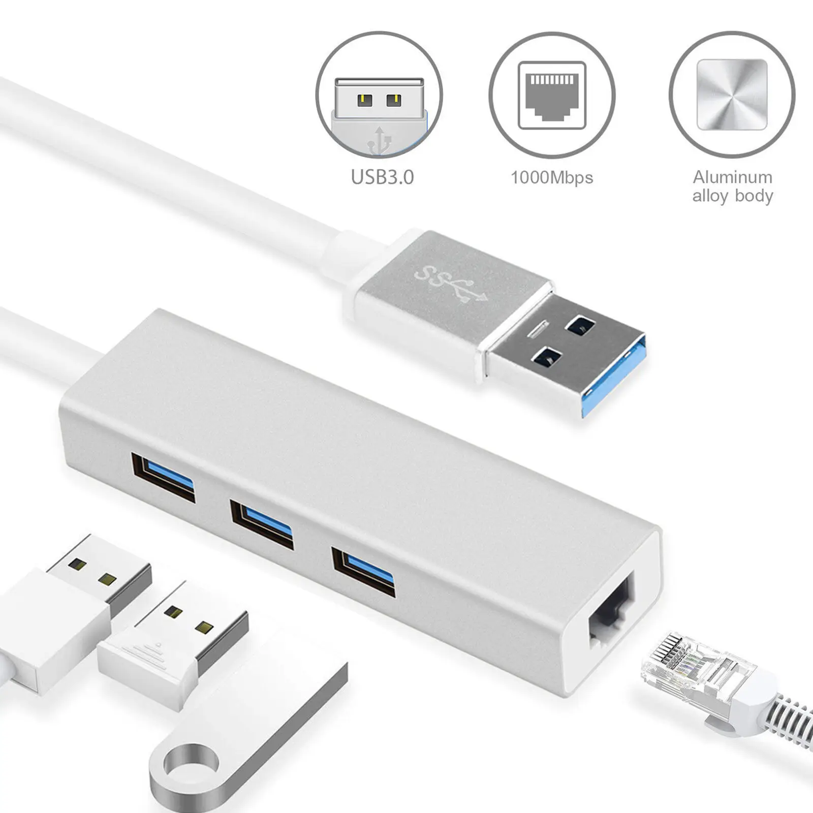 3 порта USB 3,0 Gigabit Ethernet Lan RJ45 сетевые адаптеры концентратор до 1000 Мбит/с для Mac PC
