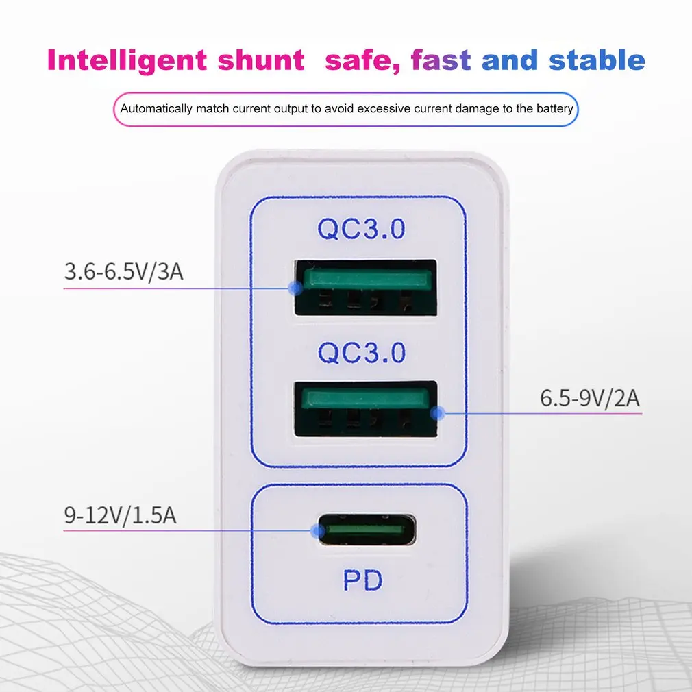 Двойное QC3.0+ PD быстрое зарядное устройство PD зарядное устройство для мобильного телефона QC 3,0 Быстрая Зарядка адаптер питания для Apple для huawei 3 usb зарядная головка
