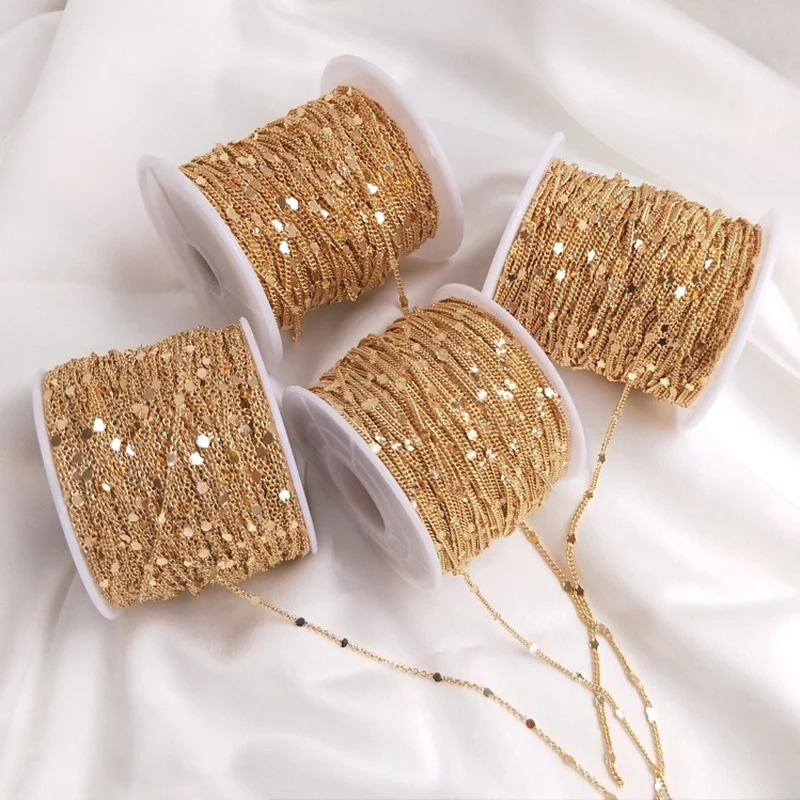 1meter Width 1.5mm Copper Press Rounding Chain Gold Necklace Earring Anklet Bracelet Bulk Chains For Jewelry Making DIY Supplies | Украшения