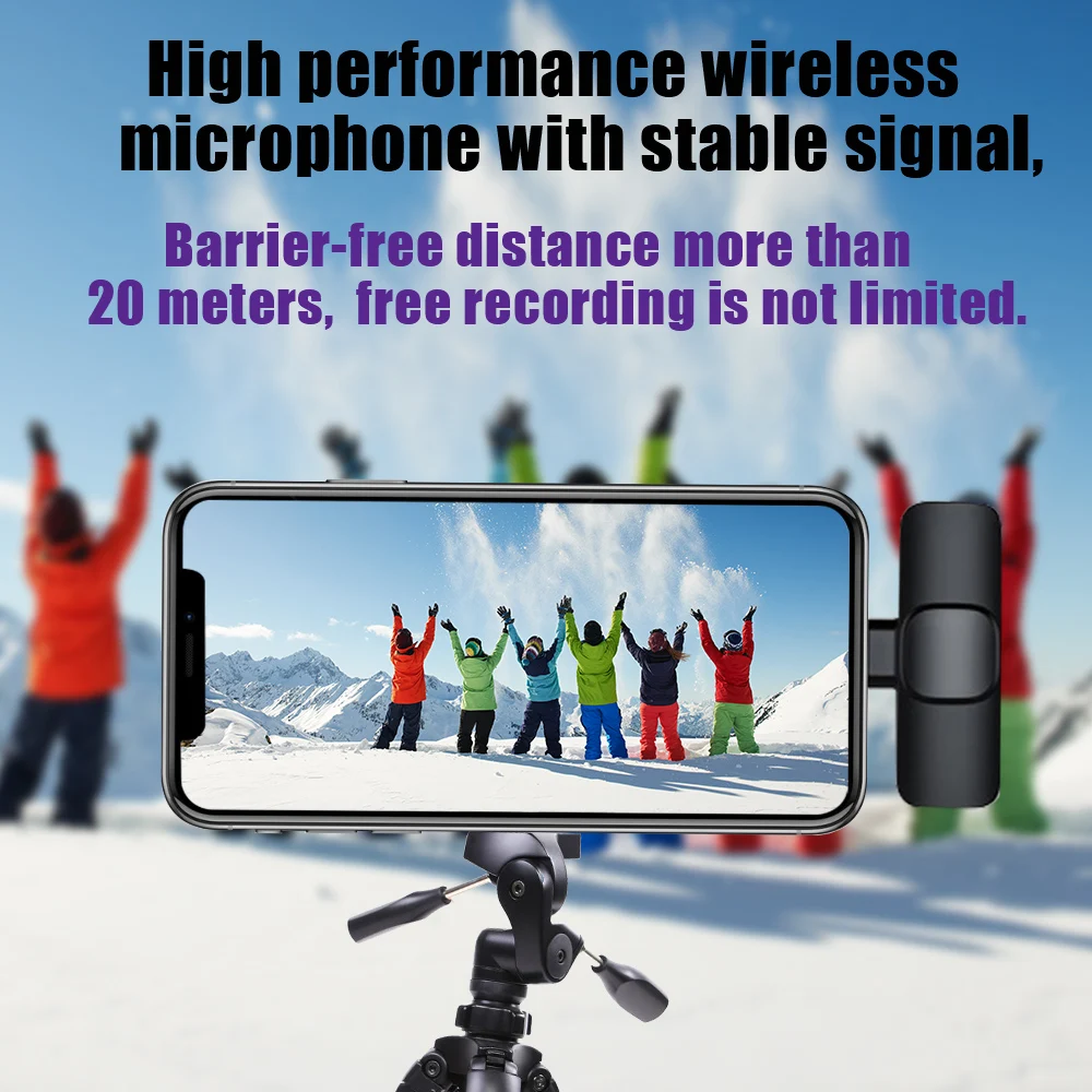 Wireless Lavalier Microphone Portable Audio Video Recording Mini Mic For iPhone 13 12/Type-C Mobile Phone Mike Live Game Teach mic stand Microphones