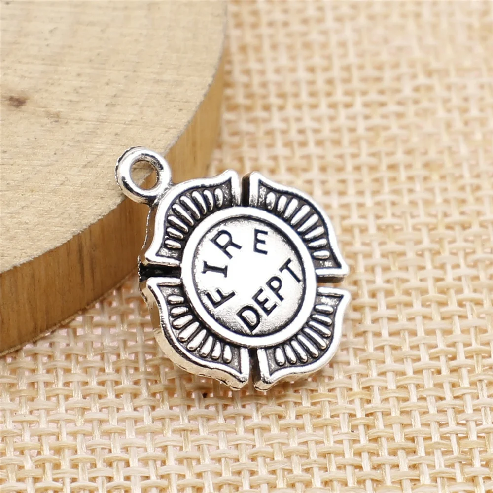 20pcs 18x22mm Charms Fire Department Dept Antique Silver Color Alloy DIY Jewelry Making Accessories | Украшения и аксессуары