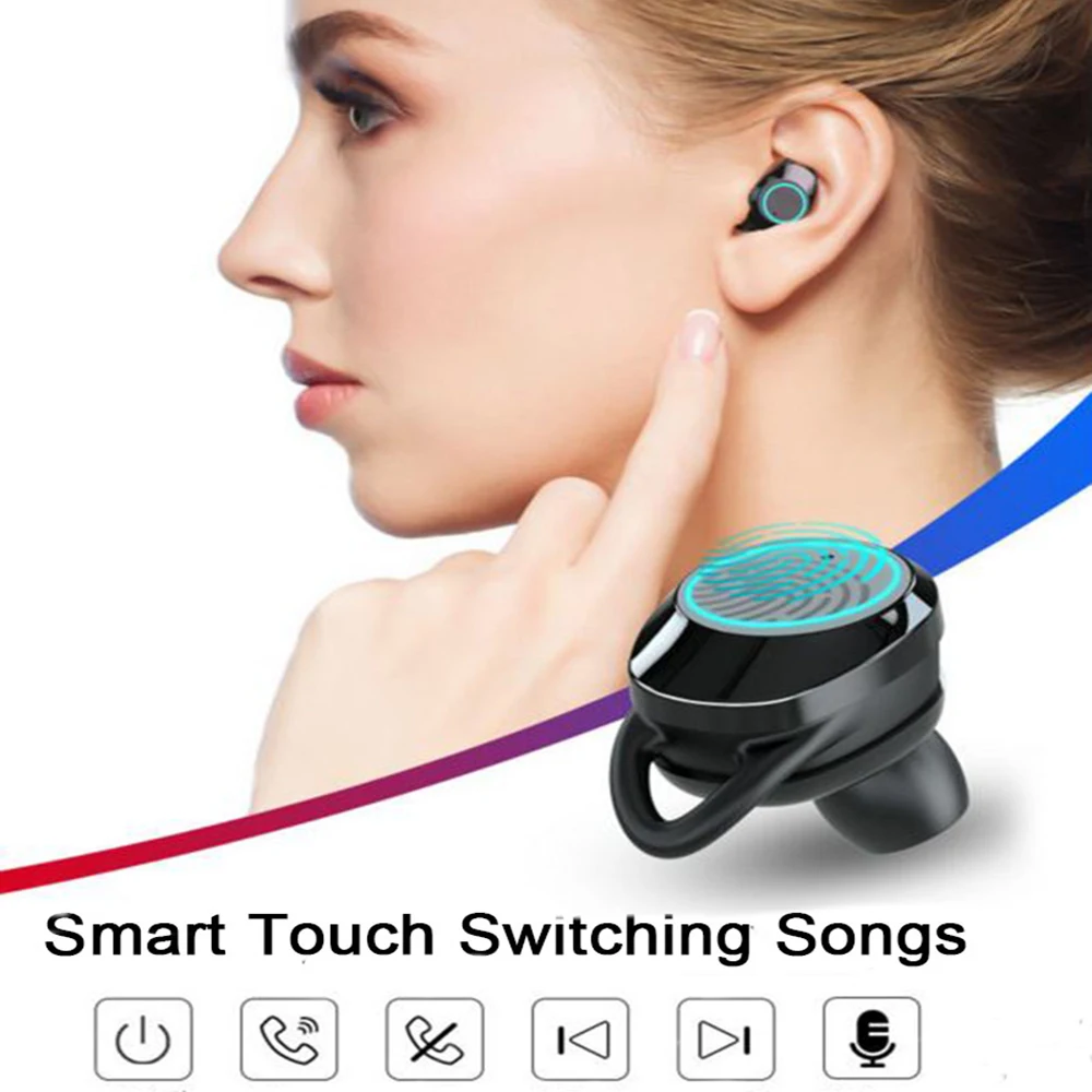 2019 9D Stereo Earphone Wireless Earphones TWS 5.0 Bluetooth IPX7 Waterproof Earphones 3300mAh LED Smart Power Bank Phone Holder
