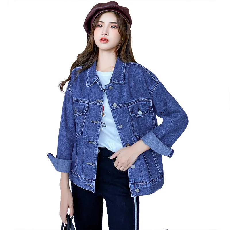 Short Denim Jackets Women Wash Long Sleeve Vintage Casual Jean Jacket Bomber Denim Coat for 2020 Autumn New