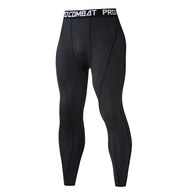 Men Compression Tight Leggings Running Sports Male Gym Fitness Jogging Pants Quick Dry Trousers Workout Training Yoga Bottoms Black
