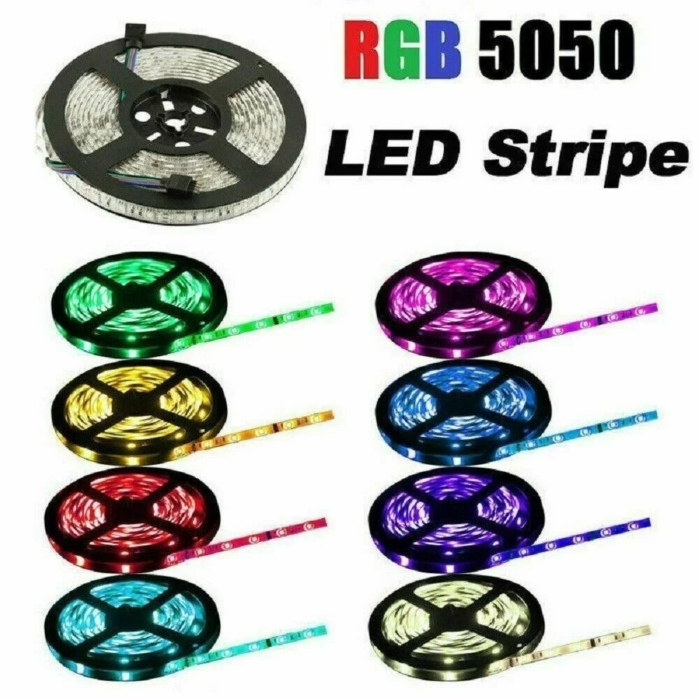 Новейшие 5050 RGB светодиодные полосы света изменение цвета ленты освещения с пультом дистанционного управления+ соединители зажимы набор