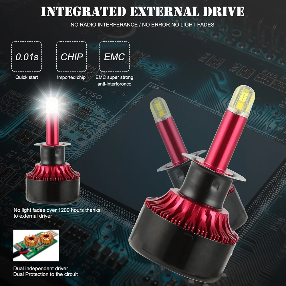 12V автомобильный светодиодный Headlight13500LM 6000K H8 H11 Противотуманные фары H7 светодиодный фар HB3 9005 светодиодный лампы для передних фар H3 5202 H27 светодиодный H1 автомобильная лампа