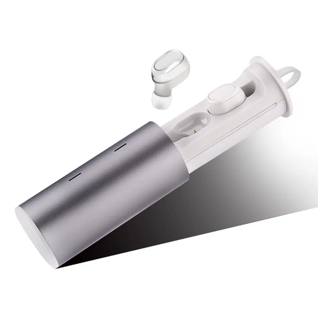 ONLENY TWS-18 Bluetooth беспроводная гарнитура наушники мини-вкладыши магнит зарядное устройство коробка металлическая музыка спорт телефон громкой связи HD микрофон - Цвет: Ivory white