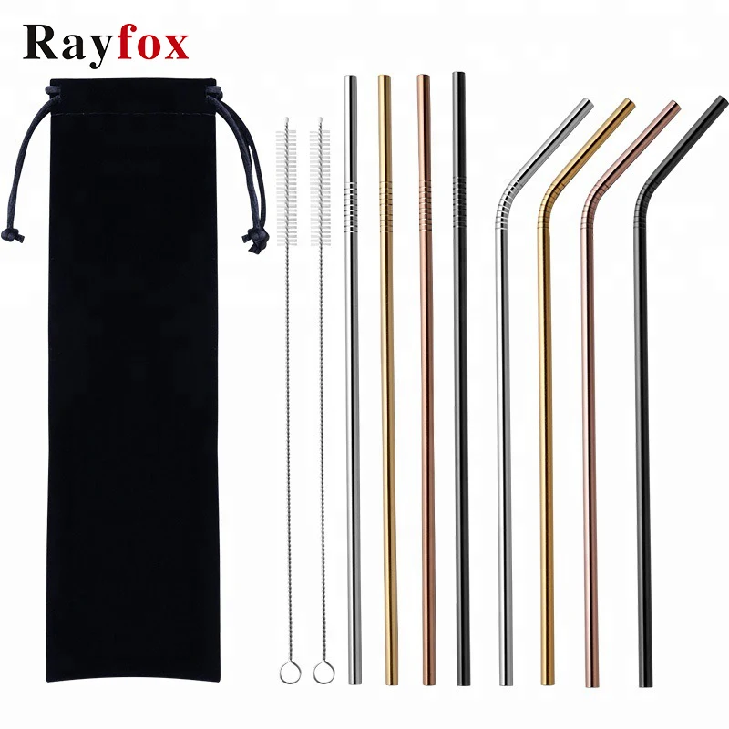 KItchen Accessories Gadget Reusable 304 Stainless Steel Drinking Straws Metal Drinks Cup Straw